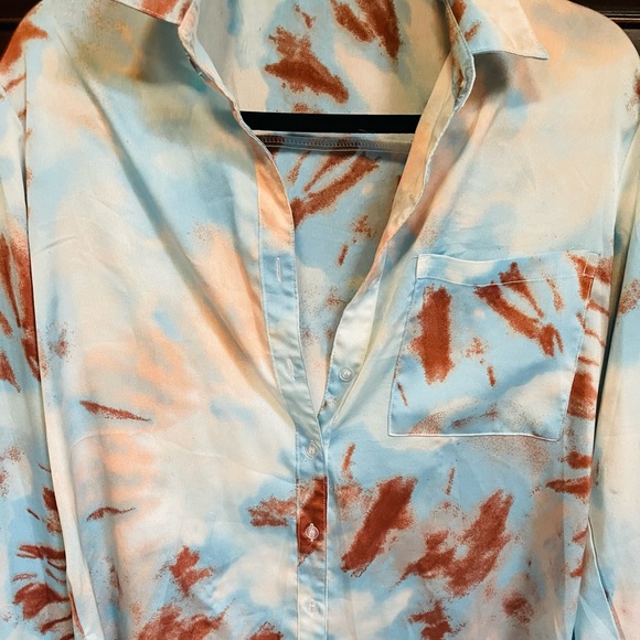 Nasty Gal Tie Dye Satin Shirt - Picture 5 of 6